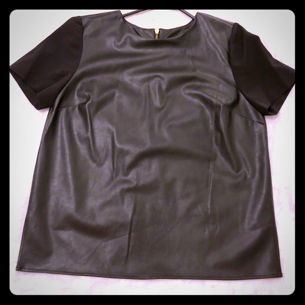 Faux leather top with zip back detail